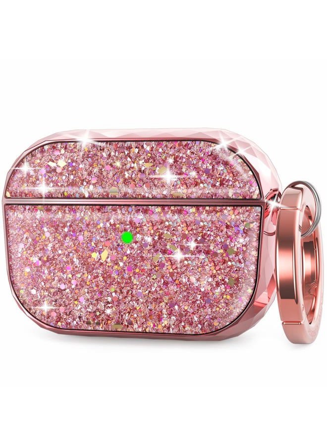 AhaStyle Luxury Glittery AirPods Pro Case Glossy Hard Plastic Protective Case Cover Compatible with AirPods Pro for Girls Women Lady (Pink) - Image 1