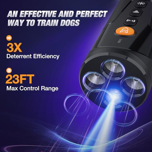 AOZOOM Dog Bark Deterrent Devices, Anti Barking Device for Dogs with 3X Sonic Emitters, Ultrasonic Anti-Barking Devices with 23FT Long Range, Efficient for Stopping Dogs from Barking Indoor & Outdoor - Image 2