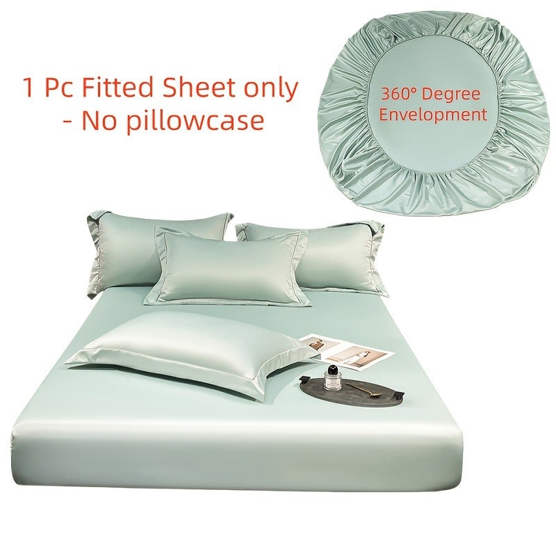 Cooling Bed Sheet for Hot Sleepers, Summer Breathable Mattress Protector with 360° Elastic - Cooling Fabric, 9 Colors, Anti-Wrinkle Fade & Shrink, Machine Washable - Image 1
