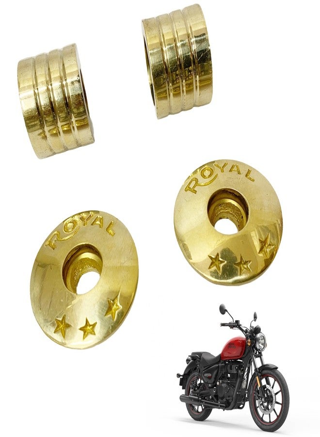Ozango Bike Antique Desgin Star Logo Handle Bar Weight Handlebar Weight Pure Brass Golden Suitable for RE Meteor 350 - Image 1