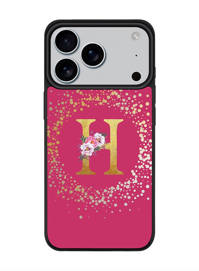Stylizedd iPhone 17 Pro Case, [Compatible with MagSafe] Slim Magnetic cover Phone Case iPhone 17 Pro -Custom Monogram Floral - H ( Deep Pink ) - Image 1
