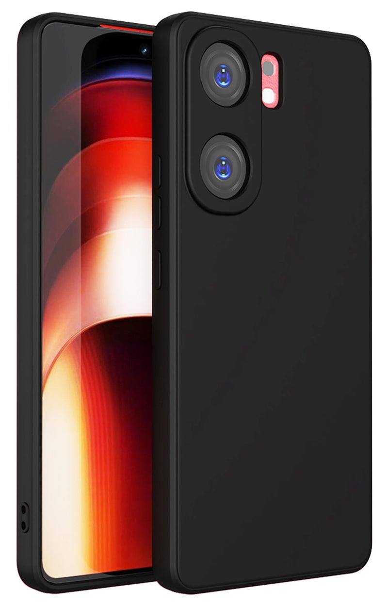 Kapa Matte Protective Lens Flexible Back Cover for IQOO Neo 9 Pro | Slim Silicone with Soft Lining Shockproof Full Body Bumper Case (Black) - Image 1