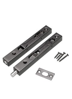 KASTWAVE 6 Inch Door Bolts, Stainless Steel Concealed Security French Door Locks with Hardwares, Metal Flush Latch Bolts for Composite Wood Double Dummy Door, 2 Pcs  - Image 1