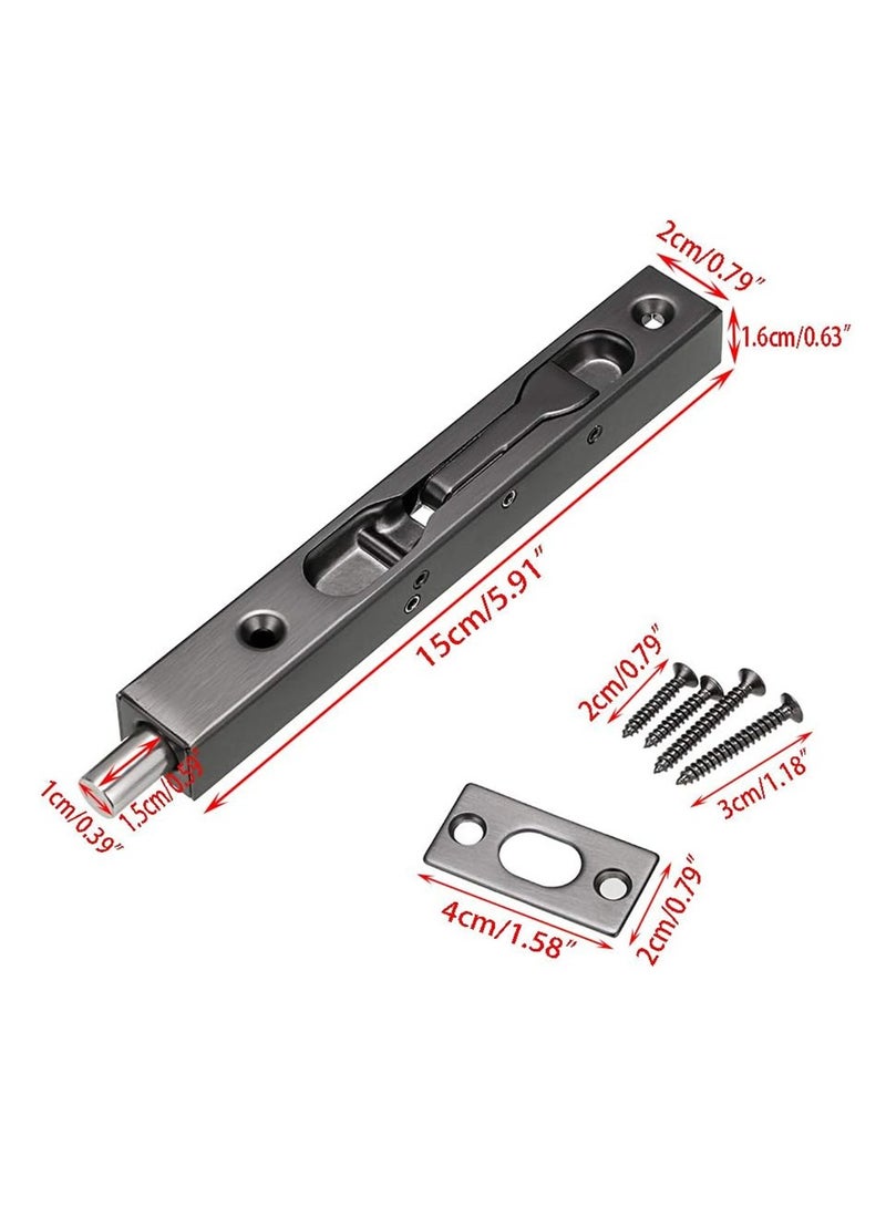 KASTWAVE 6 Inch Door Bolts, Stainless Steel Concealed Security French Door Locks with Hardwares, Metal Flush Latch Bolts for Composite Wood Double Dummy Door, 2 Pcs - Image 4