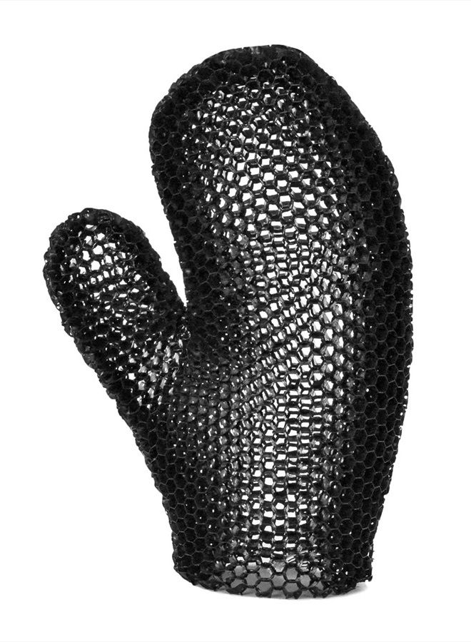 Supracor Stimulite Bath Mitt - Exfoliating Glove, Honeycomb Face and Body Scrubber, Spa and Shower Loofah, Firm Texture, Black