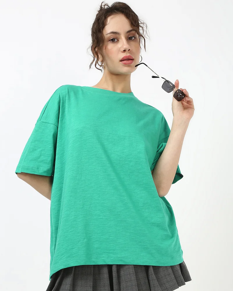 bewakoof Air 1.0 Women's Slushy Green Oversized T-shirt
