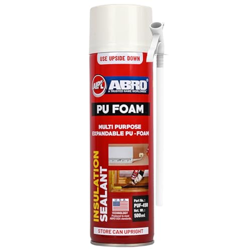 ABRO PUF-450 DIY PU Foam Sealant Spray White Fast Drying Large Holes Crack Wall Gap Filing Multipurpose Expandable Waterproof No Shrinkage Doors PVC Pipe & AC Ducts Filler for Repair DIY (500ml) - Image 1