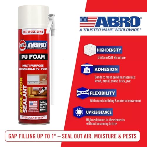 ABRO PUF-450 DIY PU Foam Sealant Spray White Fast Drying Large Holes Crack Wall Gap Filing Multipurpose Expandable Waterproof No Shrinkage Doors PVC Pipe & AC Ducts Filler for Repair DIY (500ml) - Image 5