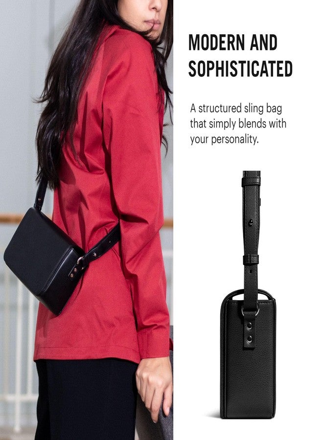 DailyObjects Sol Box Sling Crossbody Bag For Women, Girls|Durable Vegan Leather|Stylish Ladies Wallet Purse|Latest Women's Shoulder Handbag|Magnetic Flap Closure & Adjustable Wide Strap, Black - Image 5