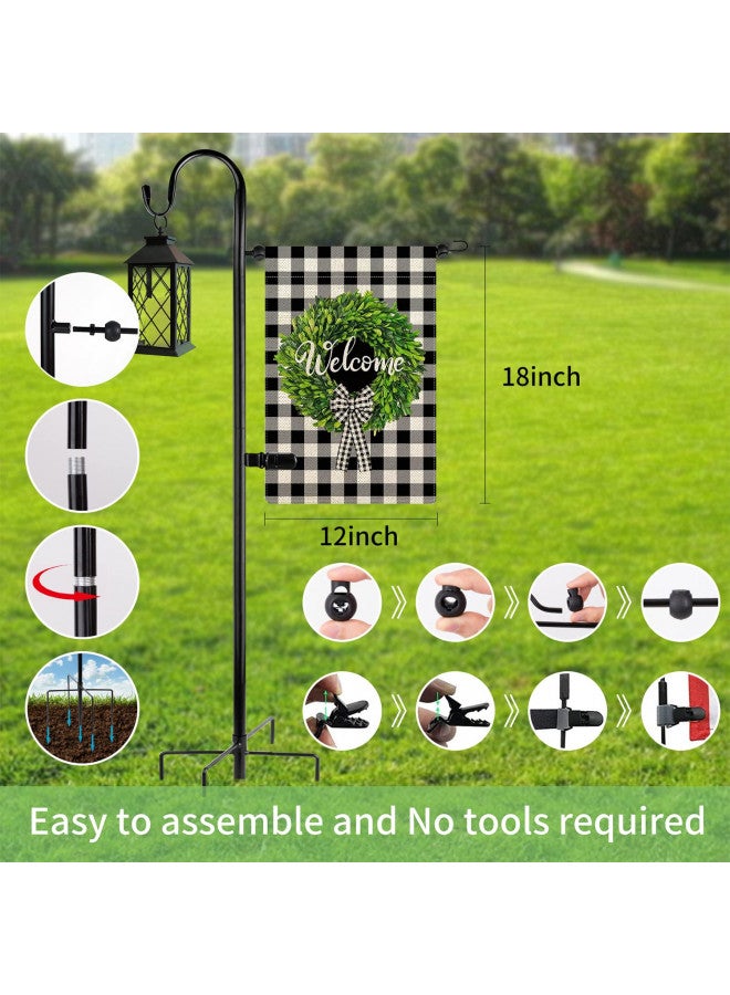 Damukoo حامل علم الحديقة وعمود الراعي، ارتفاع 48 بوصة مع عمود علم حديقة معدني بسماكة 1/2 بوصة - حامل علم خارجي للحديقة للعلم الصغير 12x18، أضواء شمسية - حامل علم صغير (1) - Image 3