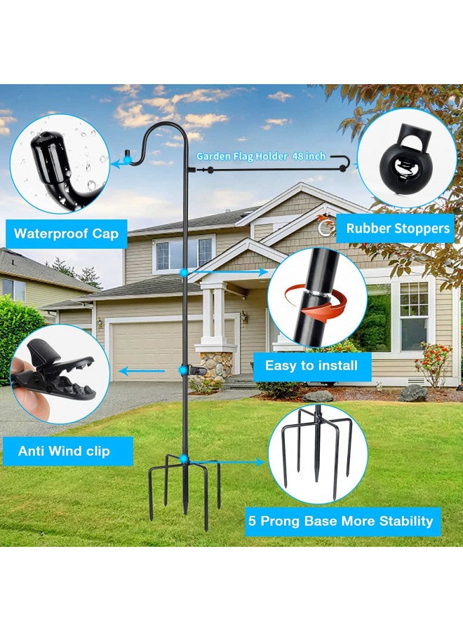Damukoo حامل علم الحديقة وعمود الراعي، ارتفاع 48 بوصة مع عمود علم حديقة معدني بسماكة 1/2 بوصة - حامل علم خارجي للحديقة للعلم الصغير 12x18، أضواء شمسية - حامل علم صغير (1) - Image 2