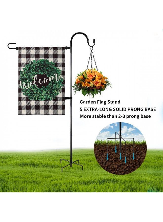 Damukoo حامل علم الحديقة وعمود الراعي، ارتفاع 48 بوصة مع عمود علم حديقة معدني بسماكة 1/2 بوصة - حامل علم خارجي للحديقة للعلم الصغير 12x18، أضواء شمسية - حامل علم صغير (1) - Image 4