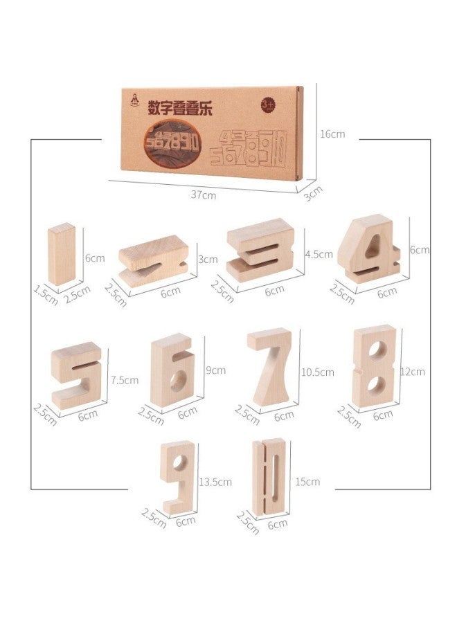 Montessori Mathematics Building Blocks Enlightenment Plugging Stick Number Number Learning Matching Wooden Teaching Aids 3-6 Years Old Kindergarten Early Education-Color:Digital Stacking Music - Image 1