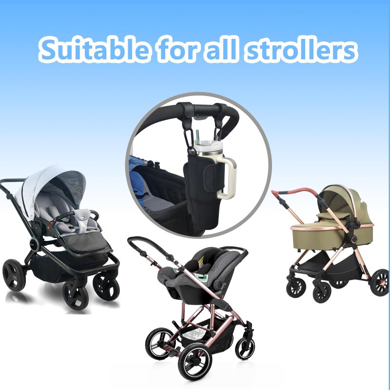 UXIETIN Stroller Cup Holder Compatible with Stanley,Stroller Cup Holder with Adjustable Strap and Pouch Taking Everywhere,Accessories for 30/40oz Stanley Cup - Image 4