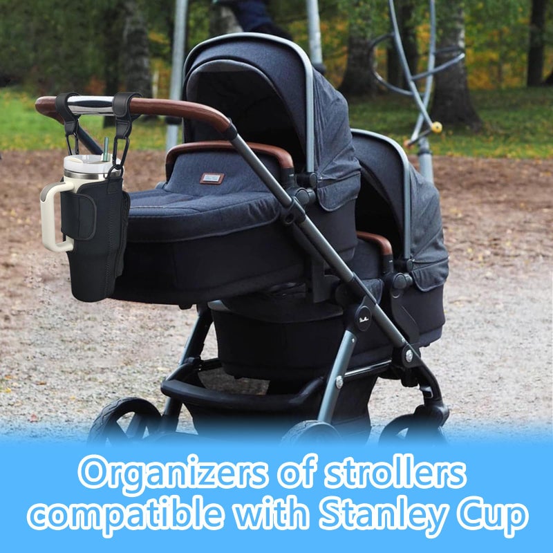 UXIETIN Stroller Cup Holder Compatible with Stanley,Stroller Cup Holder with Adjustable Strap and Pouch Taking Everywhere,Accessories for 30/40oz Stanley Cup - Image 3