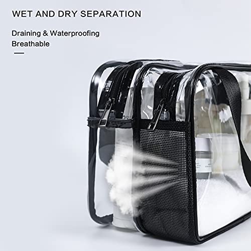 Auseibeely Clear Toiletry Bag for Women Men, Portable Large Travel Makeup Bag, Waterproof & Draining Transparent Cosmetic Bag, Carry On Airport Airline Compliant Bag - Image 3