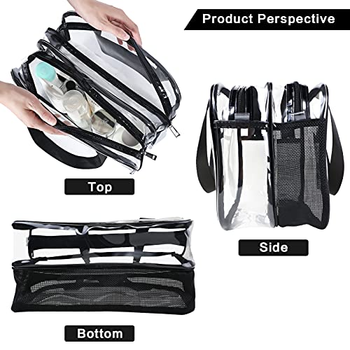 Auseibeely Clear Toiletry Bag for Women Men, Portable Large Travel Makeup Bag, Waterproof & Draining Transparent Cosmetic Bag, Carry On Airport Airline Compliant Bag - Image 4