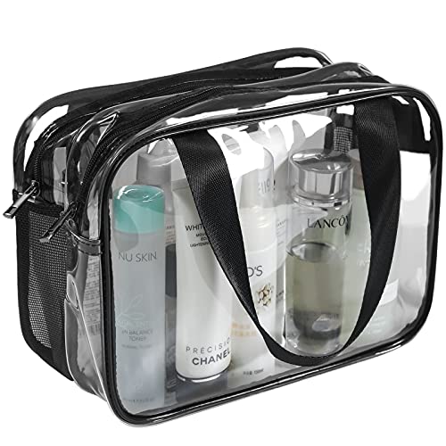 Auseibeely Clear Toiletry Bag for Women Men, Portable Large Travel Makeup Bag, Waterproof & Draining Transparent Cosmetic Bag, Carry On Airport Airline Compliant Bag - Image 1
