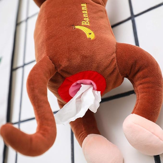 OTIPORTER Monkey Tissue Holder for Car Unique Multi-Purpose Tissue Paper Storage Monkey Shape Cartoon Tissue Holder Cartoon Animal Paper Napkin Hanging Container for Office (Pack of 1) - Image 5
