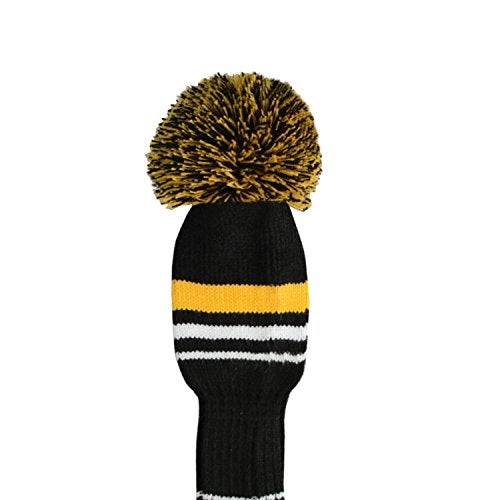 Scott Edward Yellow Warning Stripes Golf Club Head Covers, Acrylic Yarn Double-Layers Knitted, Set of 4 - Image 5