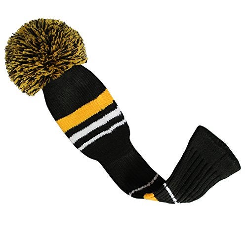 Scott Edward Yellow Warning Stripes Golf Club Head Covers, Acrylic Yarn Double-Layers Knitted, Set of 4 - Image 4