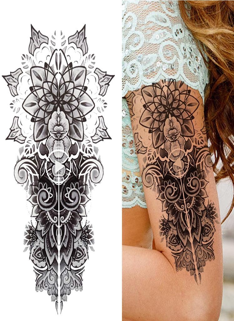 Generic - 3D erfly Temporary Tattoos For Women Men Adult Lotus Rose Tattoo Dream Catcher Fake Sticker Half Sleeve Thigh Tatoos Tiger - Image 1