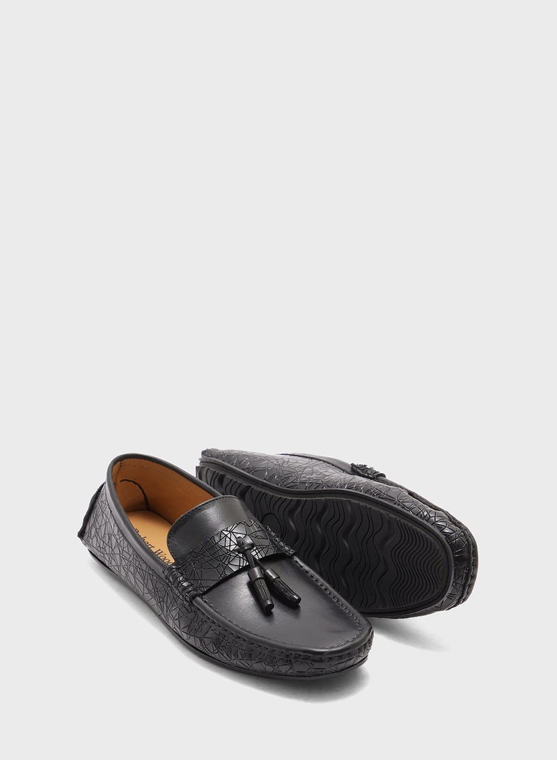 Robert Wood Genuine Leather Tassel Detail Loafers  - Image 3