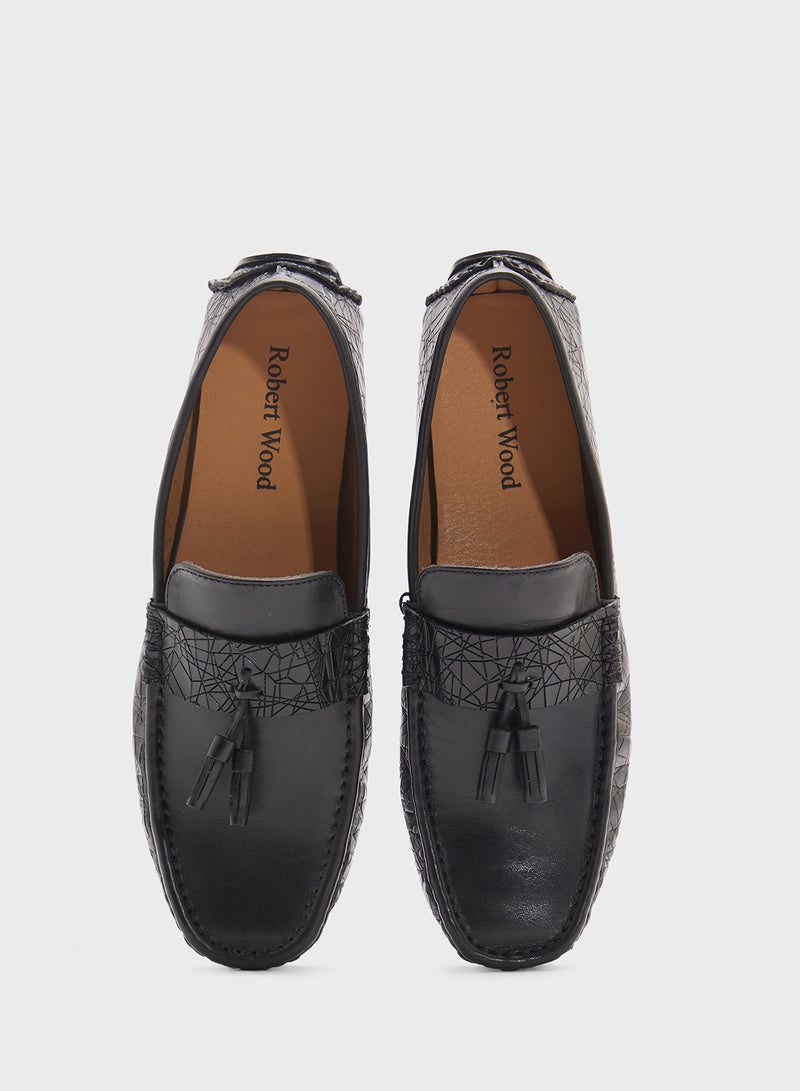 Robert Wood Genuine Leather Tassel Detail Loafers  - Image 4