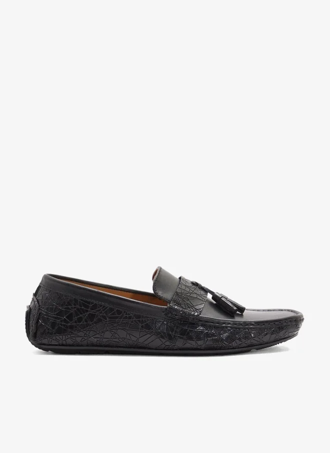 Genuine Leather Tassel Detail Loafers