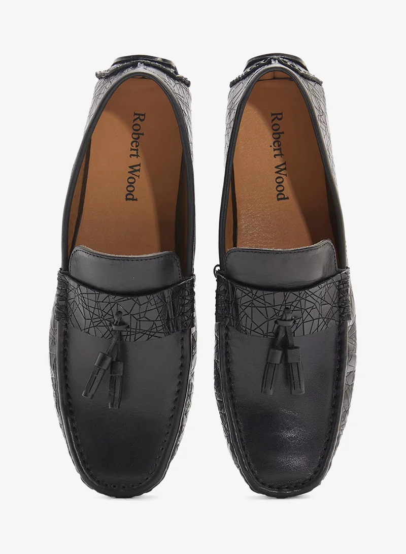 Robert Wood  Croc Textured Tassel Driving Loafers for Men | Best Price UAE