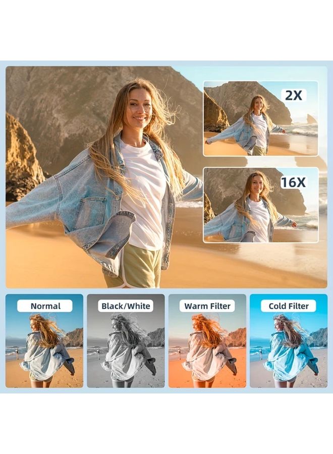 Digital Camera 1080P FHD 44MP Point Shoot 16X Zoom Anti Shake 32GB Memory Card Compact For Beginners Green - Image 5