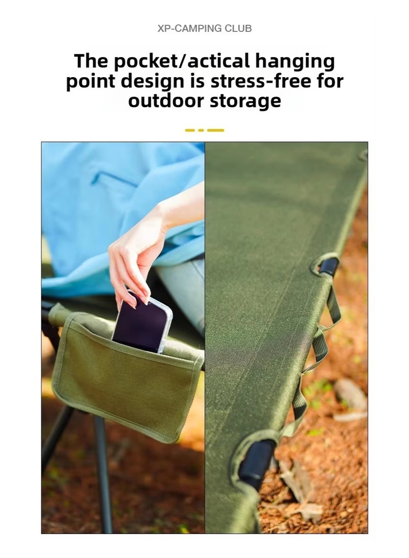 بلو فاير سرير تخييم قابل للطي مع وسادة – سرير قابل لتعديل الارتفاع 2 في 1 | خفيف الوزن 2.9 كجم (6.4 باوند) مع حقيبة حمل | قماش أكسفورد 900D المقاوم للتمزق | يتحمل حتى 250 كجم (551 باوند) | مثالي للتخييم، الشاطئ، الصيد، التنزه، والاستخدام المنزلي - Image 5