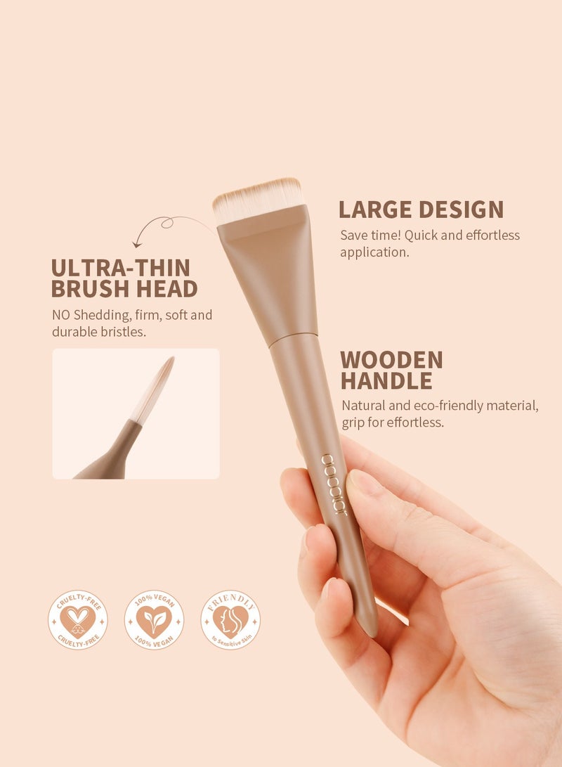 docolor Flat Foundation Brush for Liquid Makeup, Ultra Thin Liquid Foundation Brush Makeup Face Brush for Blending, Cream, Makeup Tool Face Foundation Flat Brush, Khaki  - Image 5