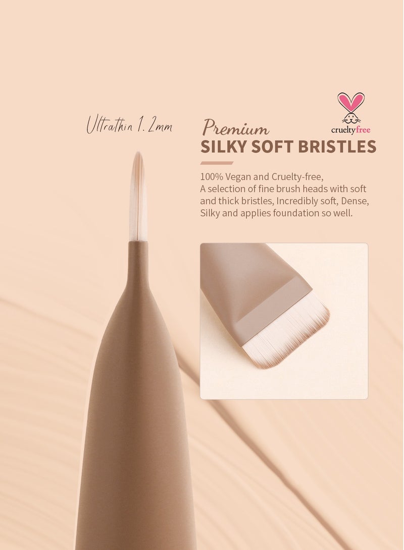 docolor Flat Foundation Brush for Liquid Makeup, Ultra Thin Liquid Foundation Brush Makeup Face Brush for Blending, Cream, Makeup Tool Face Foundation Flat Brush, Khaki  - Image 3