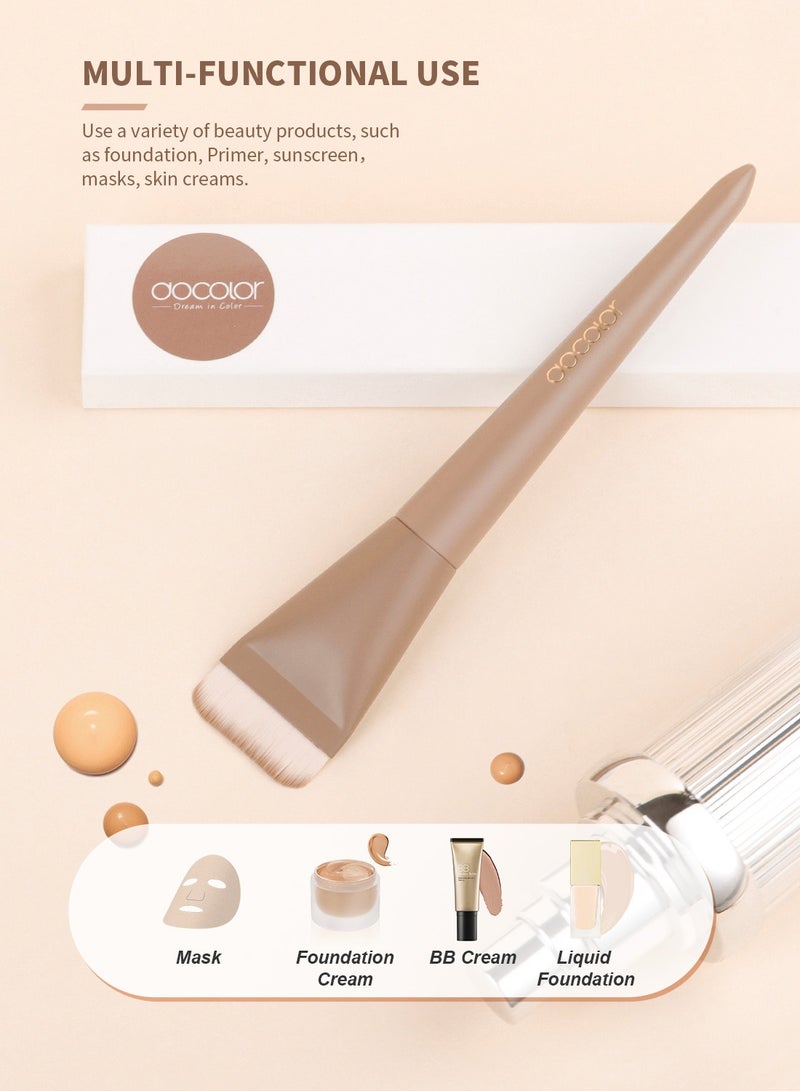 docolor Flat Foundation Brush for Liquid Makeup, Ultra Thin Liquid Foundation Brush Makeup Face Brush for Blending, Cream, Makeup Tool Face Foundation Flat Brush, Khaki  - Image 2