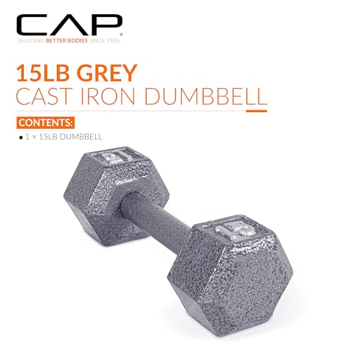 CAP Barbell دمبل هكس من الحديد الزهر من CAP باربل، مفرد، 15 رطل - Image 2