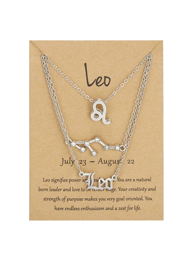 Goolsky Bestseller 3-Layer Zodiac Necklace Set – Vintage Celestial Charms & Gothic Letters, Horoscope Jewelry for Women