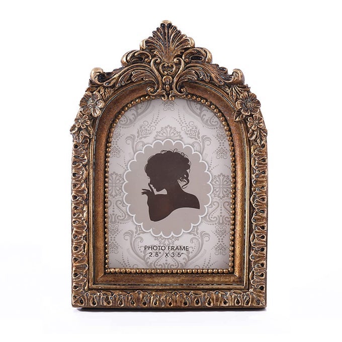 VINTAGE MINI 25 35 PICTURE FRAME ANTIQUE SMALL ORNATE TABLE TOP WALL MOUNTING PHOTO FRAME WITH HIGH DEFINITION GLASS FRONT FOR HOME DECOR PHOTO GALLERY ARTBRONZE GOLD 25X35