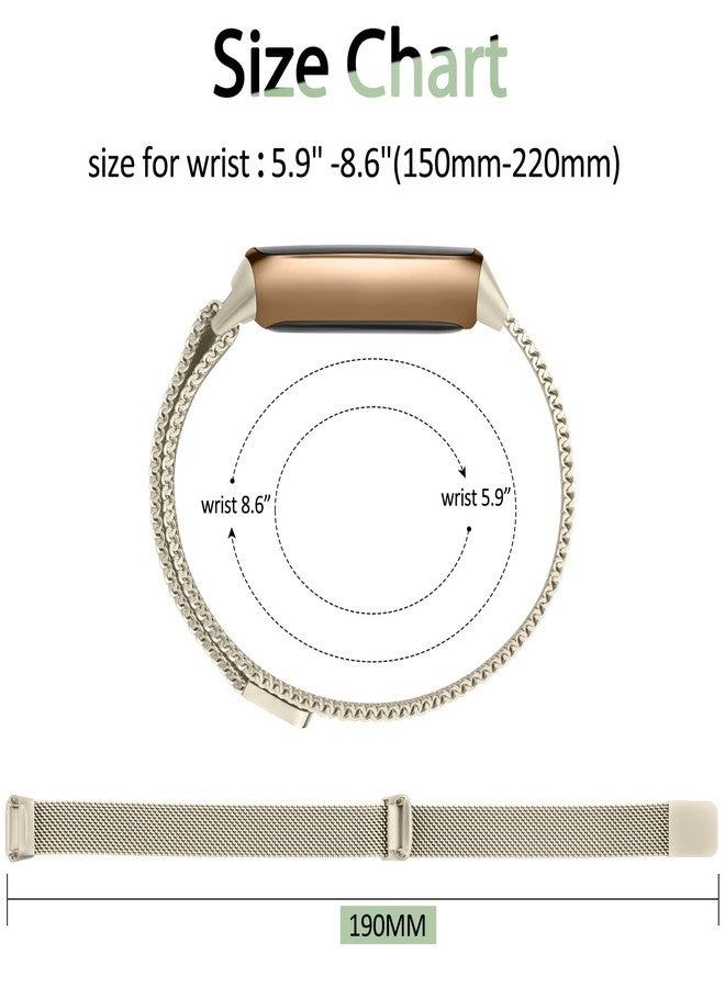 Vanjua Metal Band Compatible with Fitbit Luxe , Stainless Steel Mesh Loop Adjustable Wristband Replacement Strap For Special Edition Fitness Tracker Women Men (Champagne Gold) - Image 3