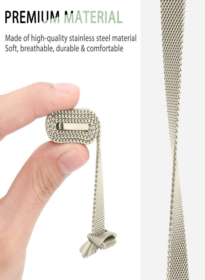 Vanjua Metal Band Compatible with Fitbit Luxe , Stainless Steel Mesh Loop Adjustable Wristband Replacement Strap For Special Edition Fitness Tracker Women Men (Champagne Gold) - Image 4