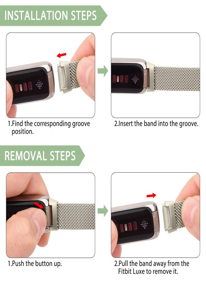 Vanjua Metal Band Compatible with Fitbit Luxe , Stainless Steel Mesh Loop Adjustable Wristband Replacement Strap For Special Edition Fitness Tracker Women Men (Champagne Gold) - Image 5