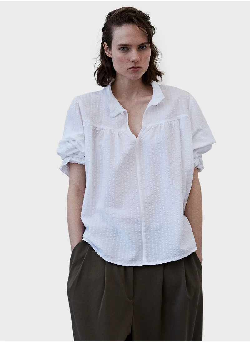 اتش اند ام Seersucker Popover Top