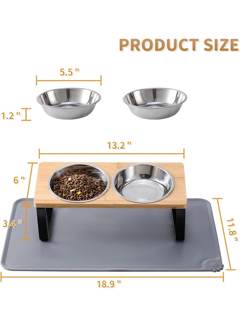 Upgraded Elevated Cat Bowls with Food Mat,15°Tilted Stand Anti Vomiting Raised Cat Dishes for Food and Water,2 Stainless Steel Bowls for Cats and Puppy - Image 5