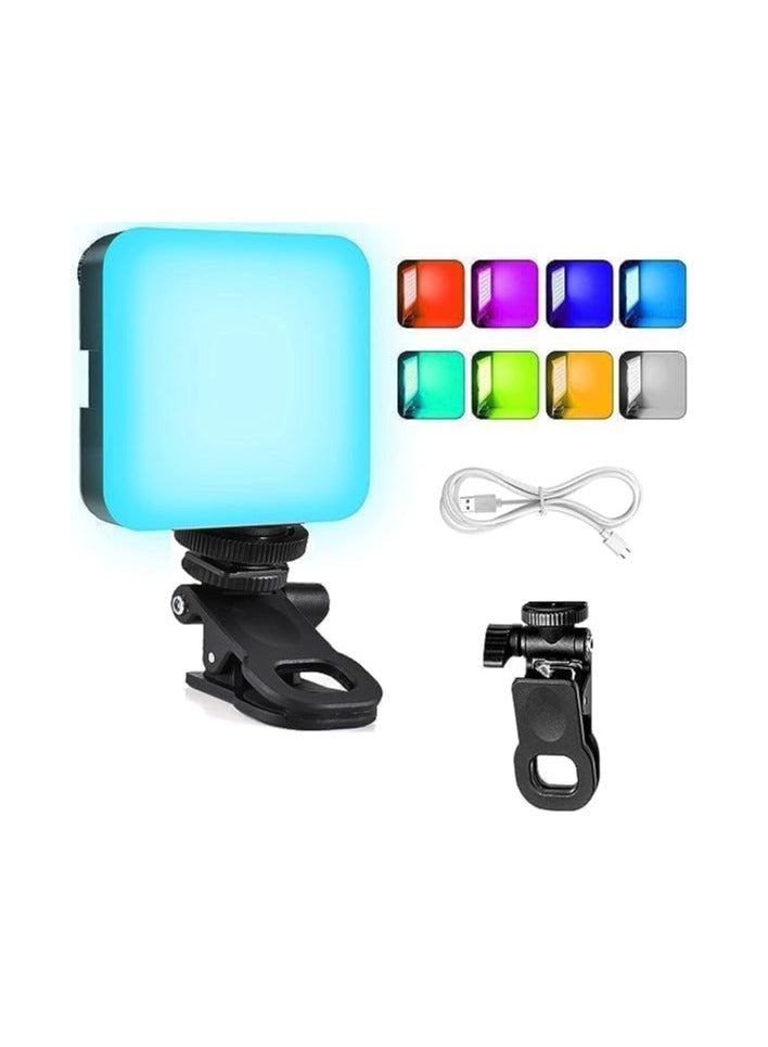 LED Camera Light 360° Color Portable Photography Lighting with 3 Cold Shoe,Rechargeable Video Conference Lighting Compatible for Camera Selfie Stick Tripod Laptop Cellphone (RGB)  - Image 1