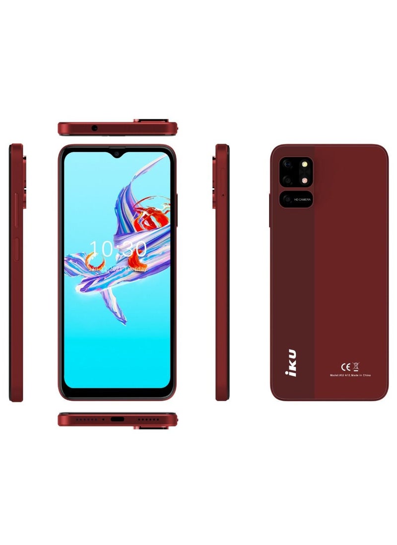 IKU - A12 Dual SIM, 64GB Memory, 7GB (4+3) RAM, Maroon - Image 1