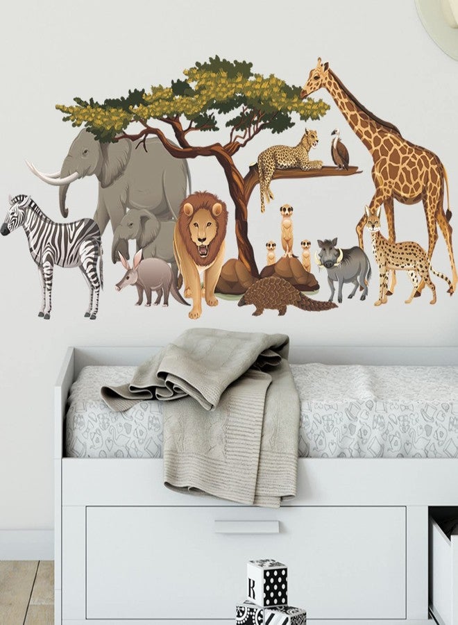 HEUREKA Cartoon Jungle Zoo Animals Kids Room Décor Wall Sticker (60CM x 90CM) - Image 1