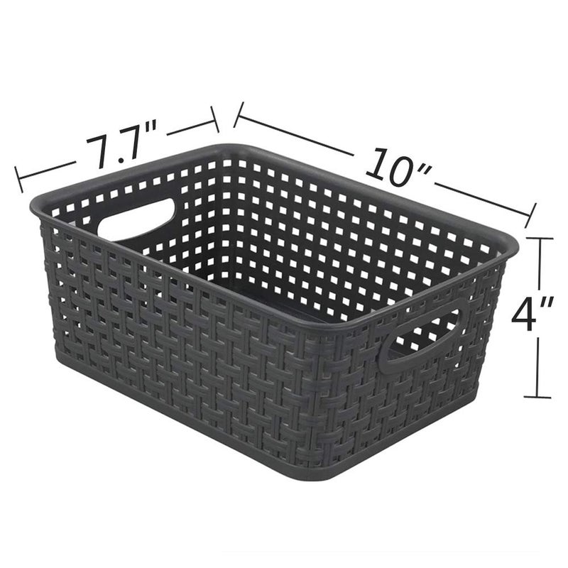 Nicesh 4-Pack Gray Plastic Small Storage Baskets, 10"" X 7.7"" X 4"" - Image 2