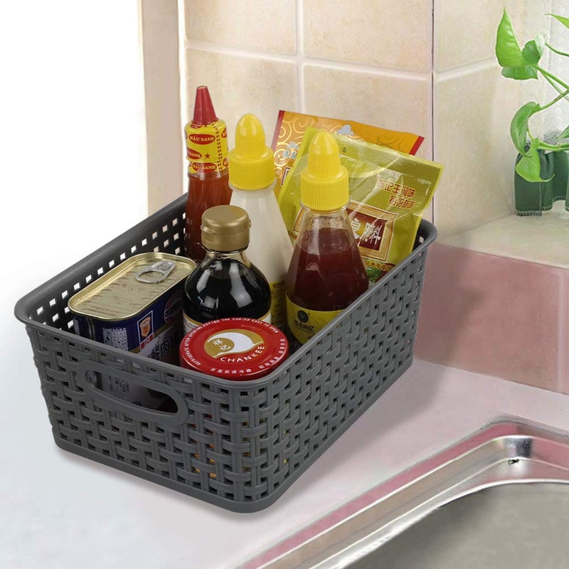 Nicesh 4-Pack Gray Plastic Small Storage Baskets, 10"" X 7.7"" X 4"" - Image 5