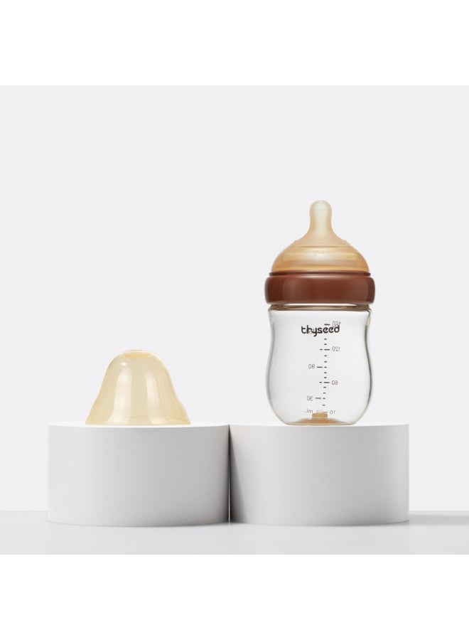 Thyseed Anti-Colic Glass Baby Bottle for Breastfed Infants, Paced Feeding, Breast-Like Newborn Slow Flow Nipple (1m+), 5 oz, 1 Pack - Image 5