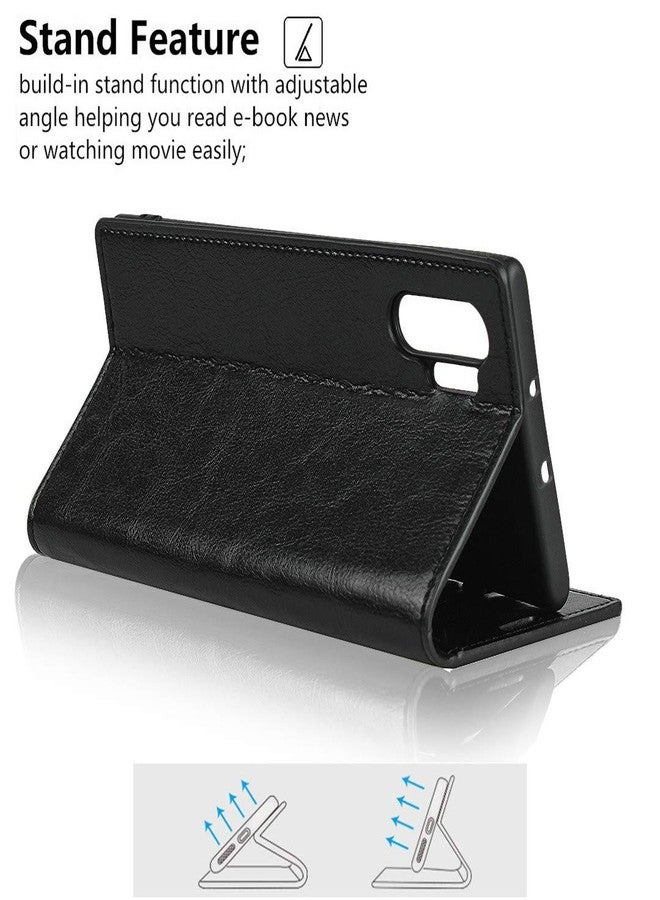 iCoverCase for Samsung Galaxy Note 10 Plus Wallet Case with Card Slots Holder, Premium Leather Kickstand Feature Flip Folio Case Cover for Galaxy Note 10 Plus (Black) - Image 5